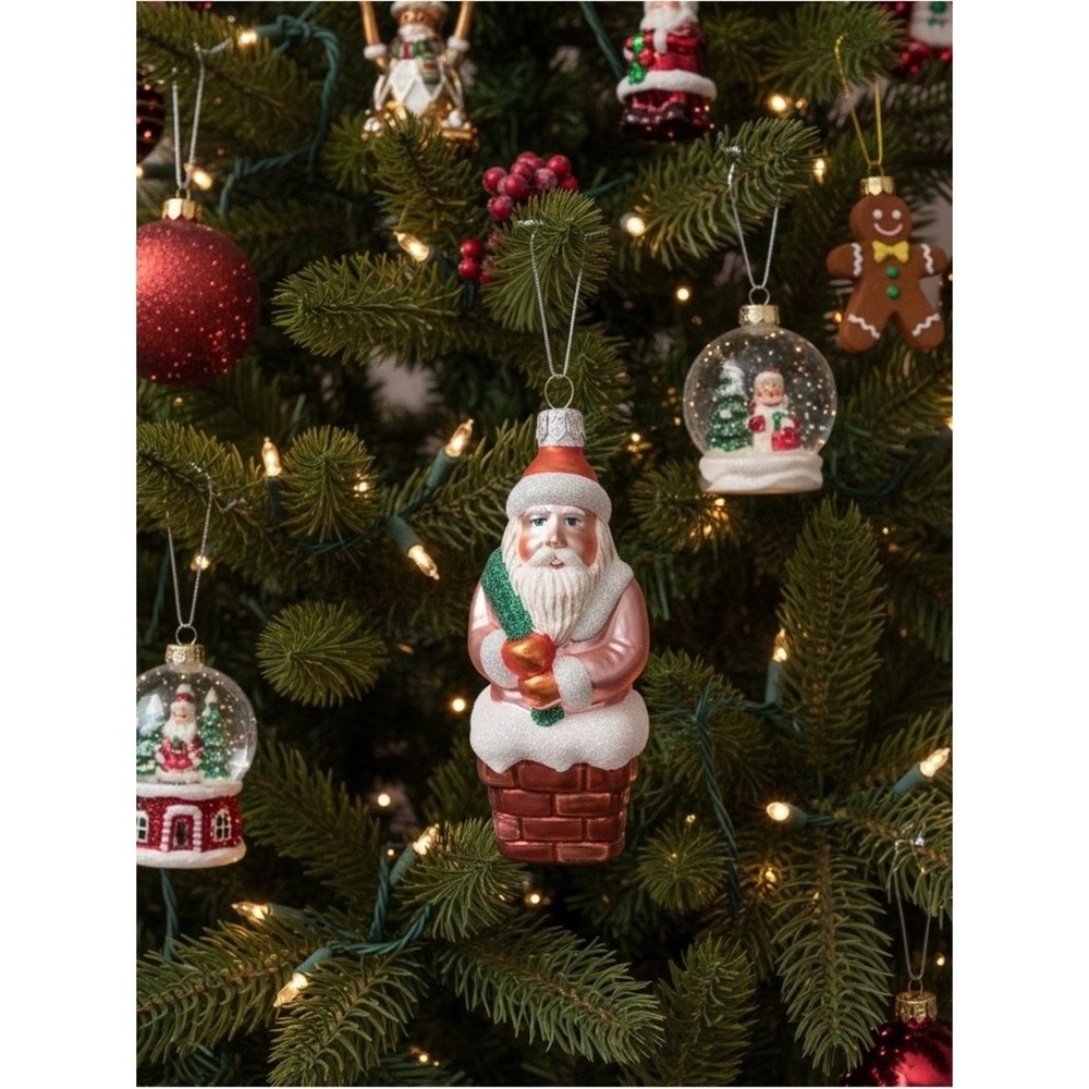 Patricia Breen "Here Comes Santa" Holiday Christmas Ornament Down Chimney